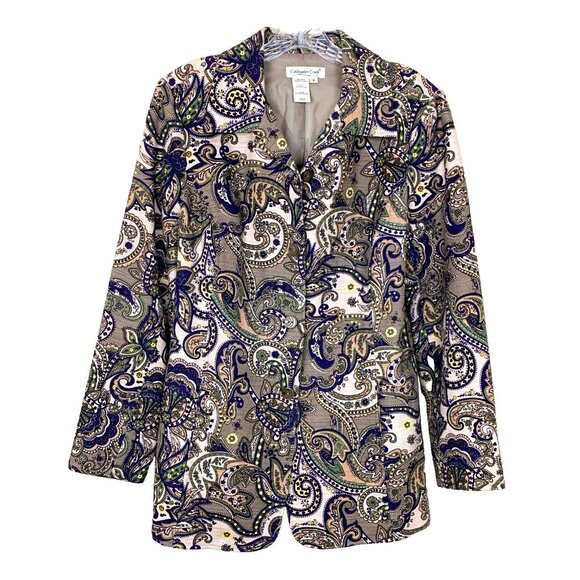 Coldwater Creek Womens S Blazer Coat Jacket Paisley Brown Work Office Topper - Picture 1 of 15